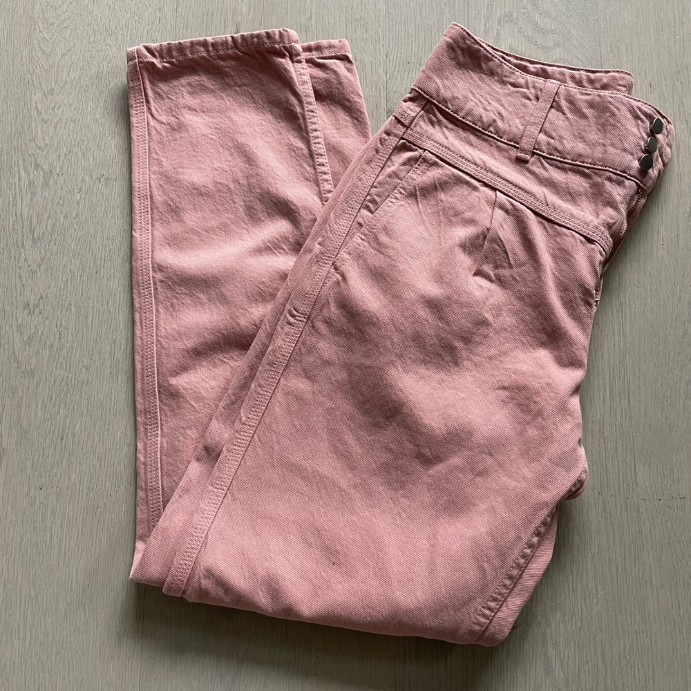 Sezane high-waisted trousers, pink.